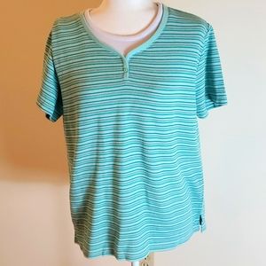 Speculation green and white strip waffle t-shirt